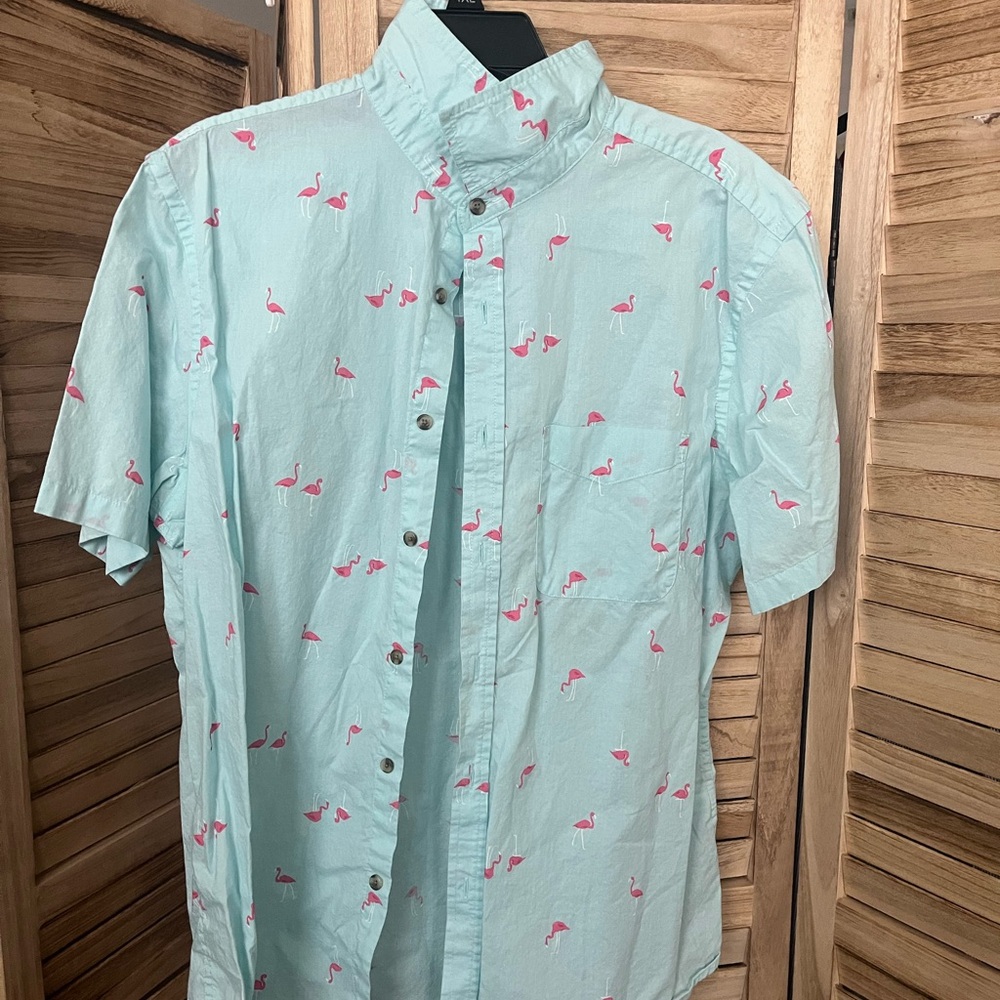 Men's Light Blue Flamingo Print Shirt